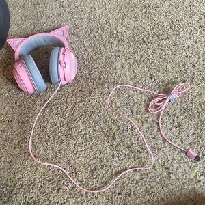 Razer, pink, kitty, headphones, mi